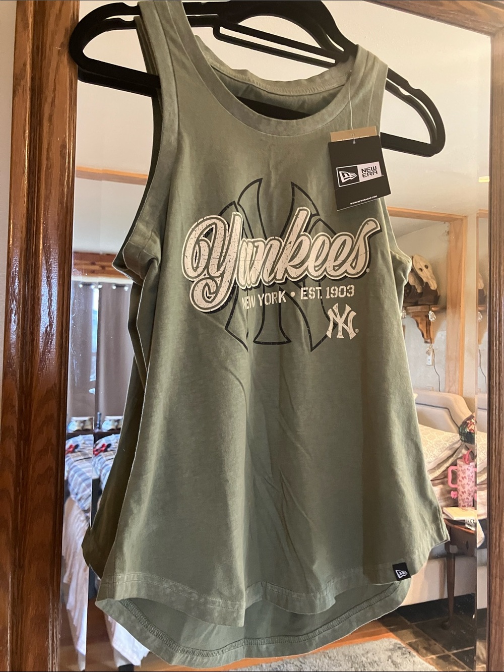New Era Olive Green Yankees Graphic Tank Top